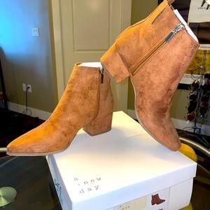 A New Day cognac suede Valerie Ankle Boots, target boots/booties